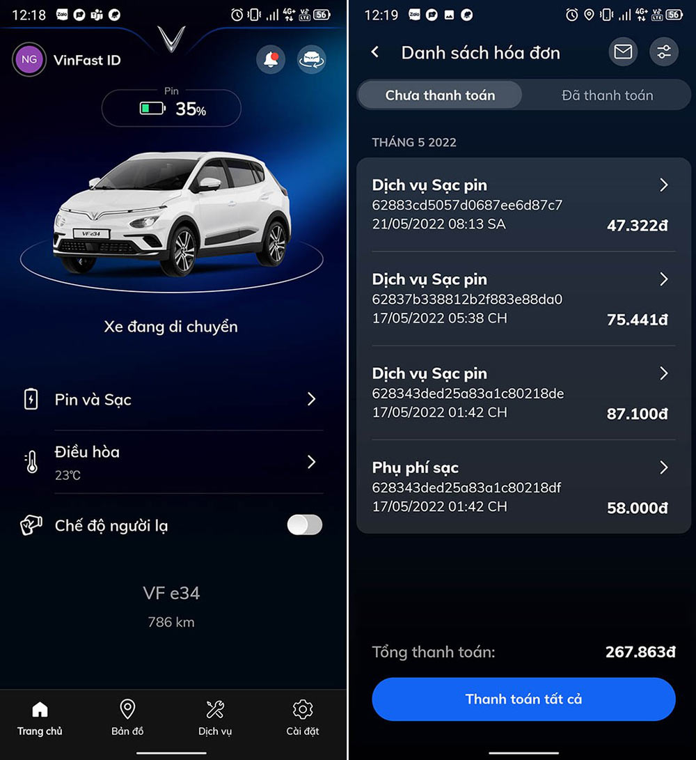 Cách thanh toán tiền thuê pin xe Vinfast